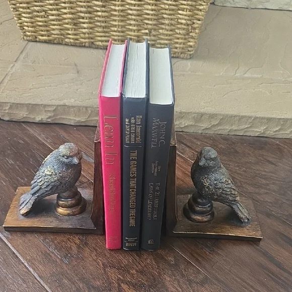 Rustic Bird Bookends - Brown and Gold - Picture 2 of 5